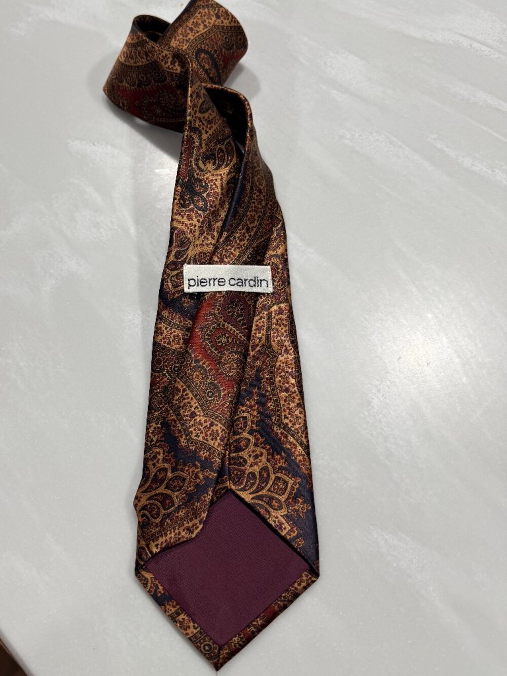 Pierre Cardin Paisley Brown Gold Maroon Tie - Picture 2 of 4